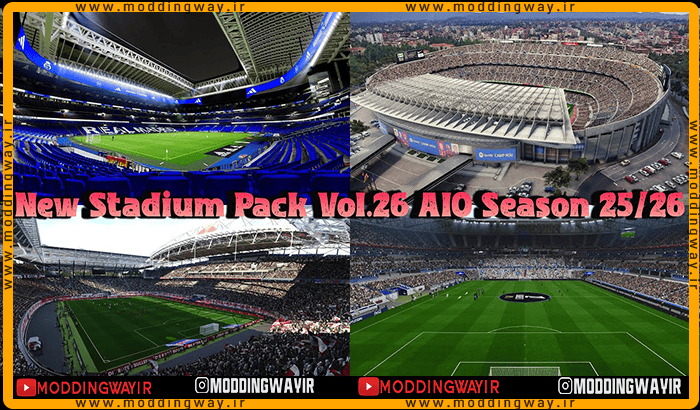 استادیوم پک Stadium Pack V26 Remake 2026 برای PES 2021