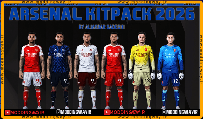 کیت پک Arsenal 2025-2026 برای PES 2021